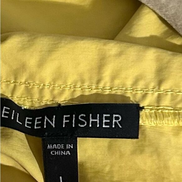Eileen Fisher Anorak Windbreaker High Collar Rain Jacket Yellow Large 319.00 - Picture 10 of 14